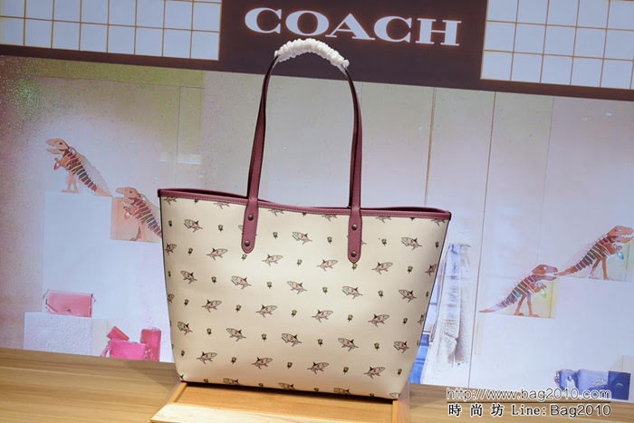 COACH蔻馳 2018最新款 COACH29555 火烈鳥 鯊魚系列 雙面托特子母購物袋  Chz1363